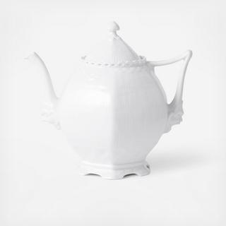 White Fluted Full Lace Tea Pot