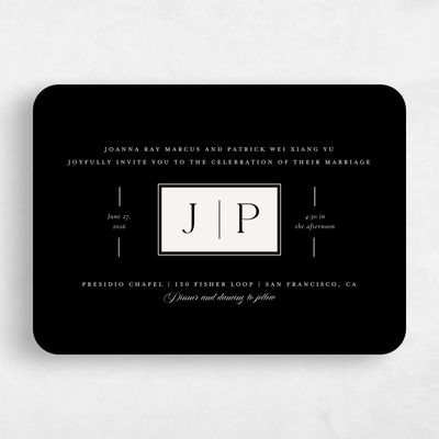 Black Rounded Wedding Invitation - Knowlton Landscape
