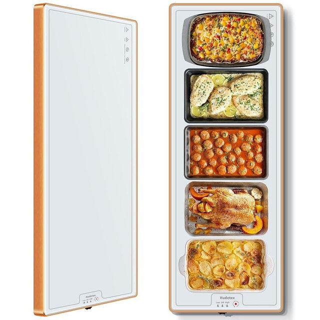 Warming Mat for Food (Extra Long 40"x12"), Warming Trays for Buffets Party & Daily Use, Temperature Control Food Warmer, Full Surface Warm Tempered Glass Food Warming Mat, White Electric Warming Tray