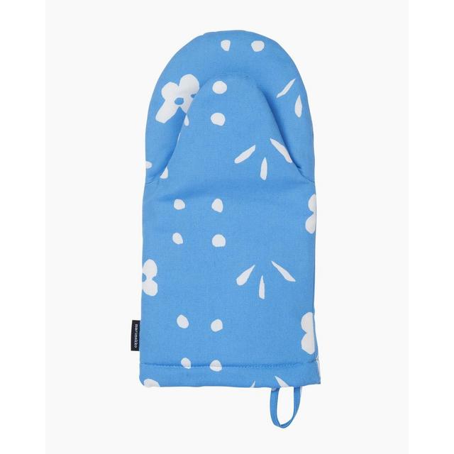 Kukkaketo oven mitt blue, white