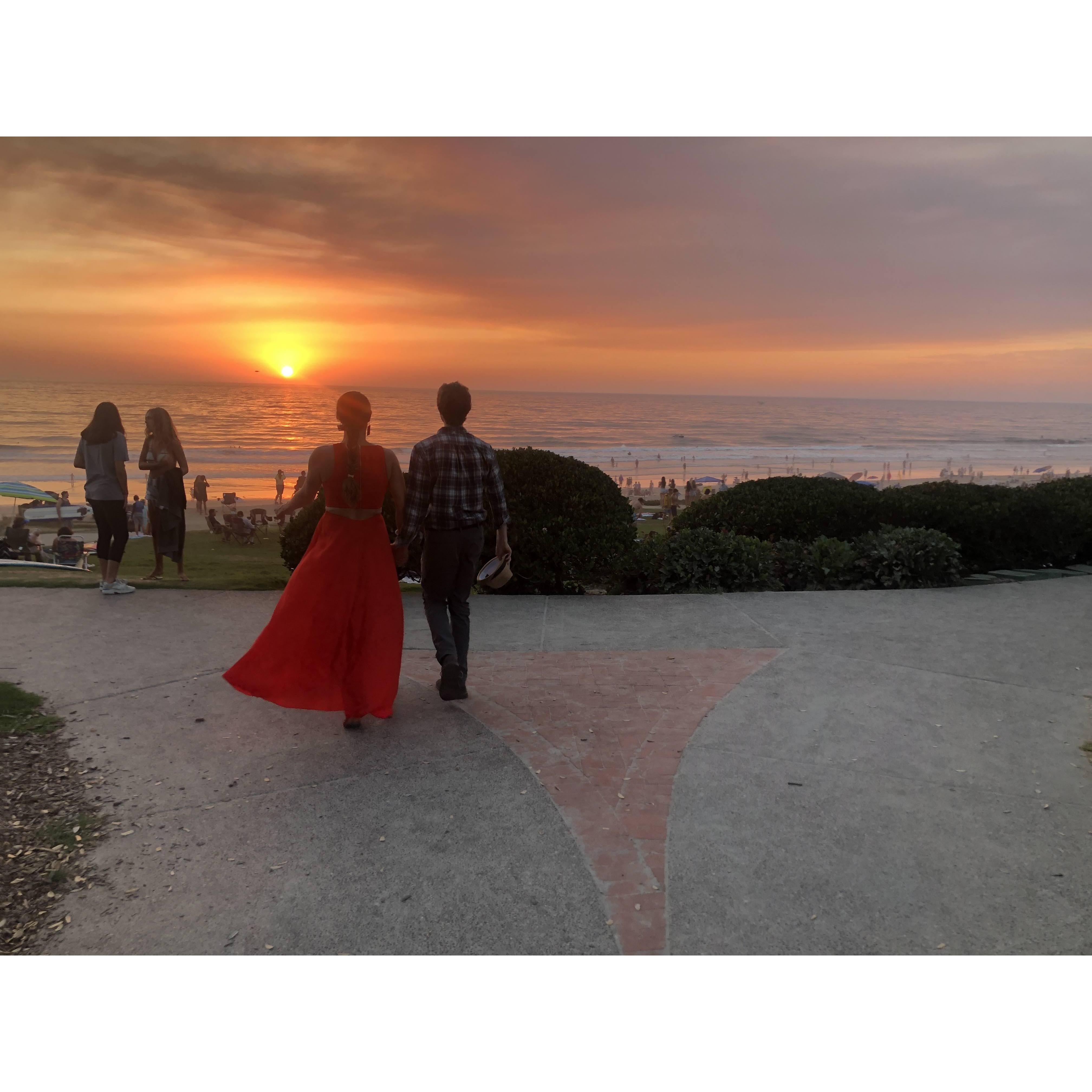 At our tiny wedding rehearsal dinner in Del Mar