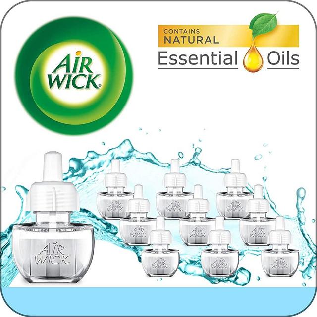 Air Wick Plug in Scented Oil 10 Refills, Fresh Waters, Eco Friendly, Essential Oils, Air Freshener