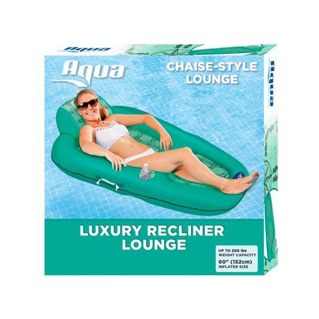Aqua Leisure Luxurious Water Lounger Recliner and Inflatable Pool Float with Polyknit Fabric in Compass Rose Print for Beach, Lake, or River