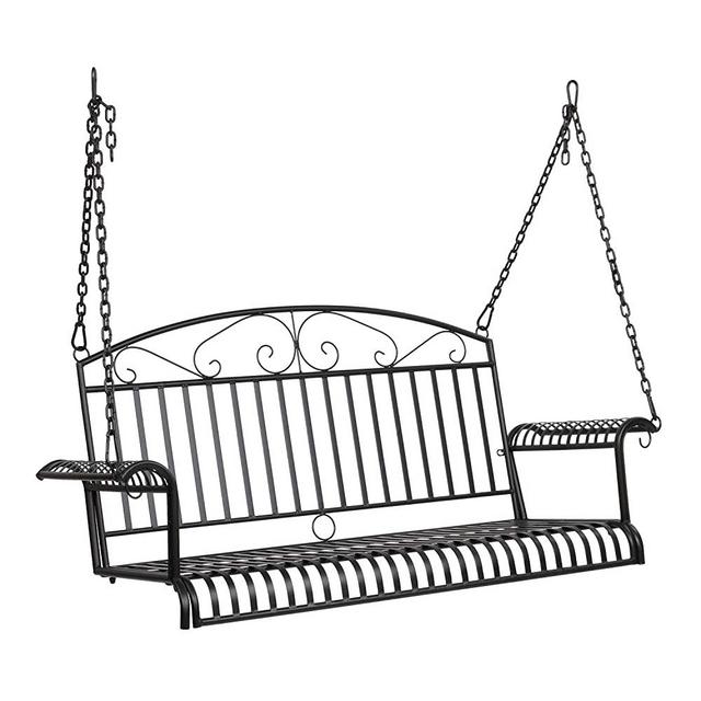 VINGLI Upgraded Metal Patio Porch Swing, 660 LBS Weight Capacity Steel Porch Swing Chair for Outdoors, Heavy Duty Swing Chair Bench for Gardens & Yards (Pattern 6)