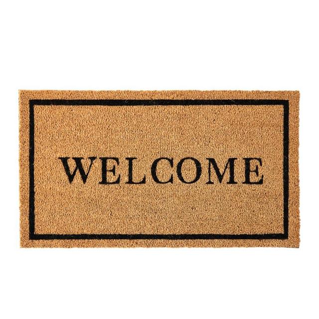 KANKUN Coco Coir Door Mat with Heavy Duty Backing, Welcome Doormat (17" x 30"), Doormat Outdoor Entrance, Easy to Clean Entry Mat for Front Porch, Outdoor and Indoor Uses, Home Decor, Serif Welcome
