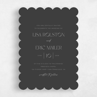 Black Scalloped Wedding Invitation - Papyrus Portrait