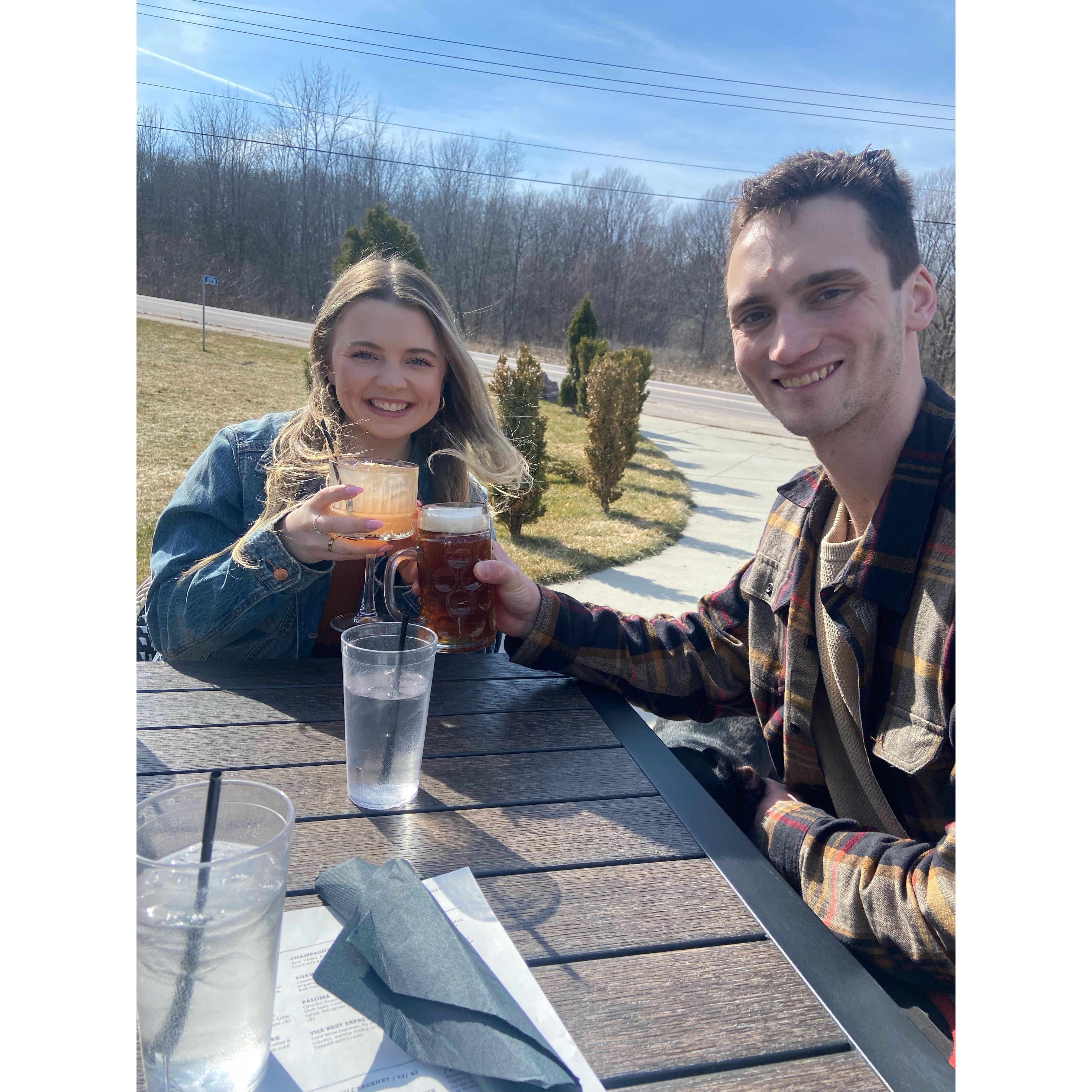 Drinks right after we got engaged!