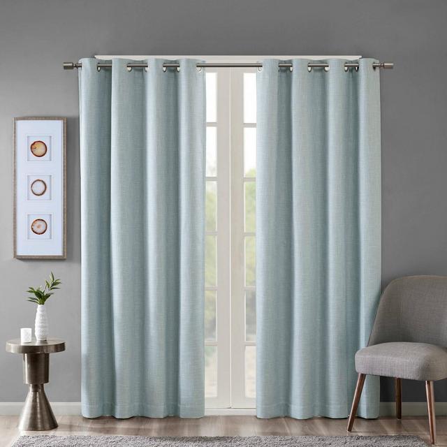 84"x50" Rune Printed Heathered Blackout Curtain Panel Aqua