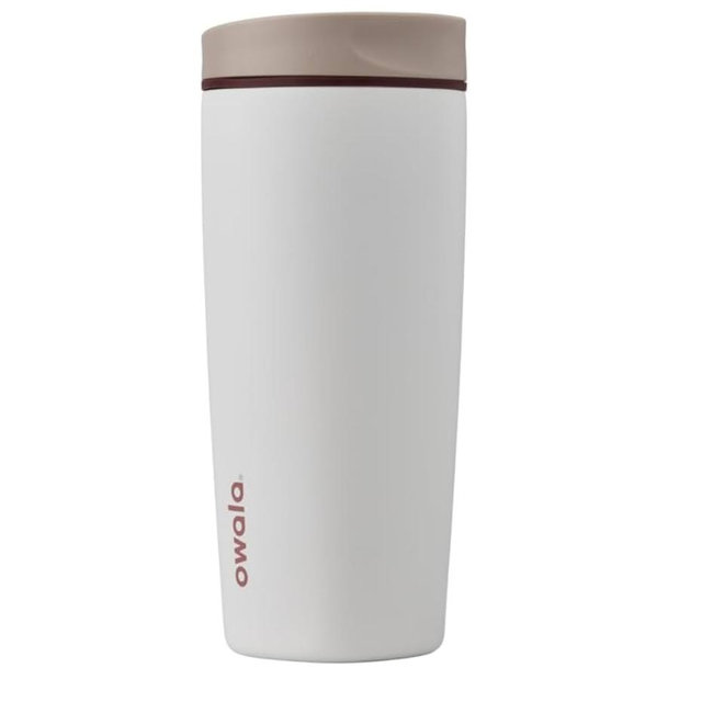 Owala SmoothSip Slider Insulated Stainless Steel Coffee Tumbler, Reusable Iced Coffee Cup, Hot Coffee Travel Mug, BPA Free 20 oz, Vanilla Bean