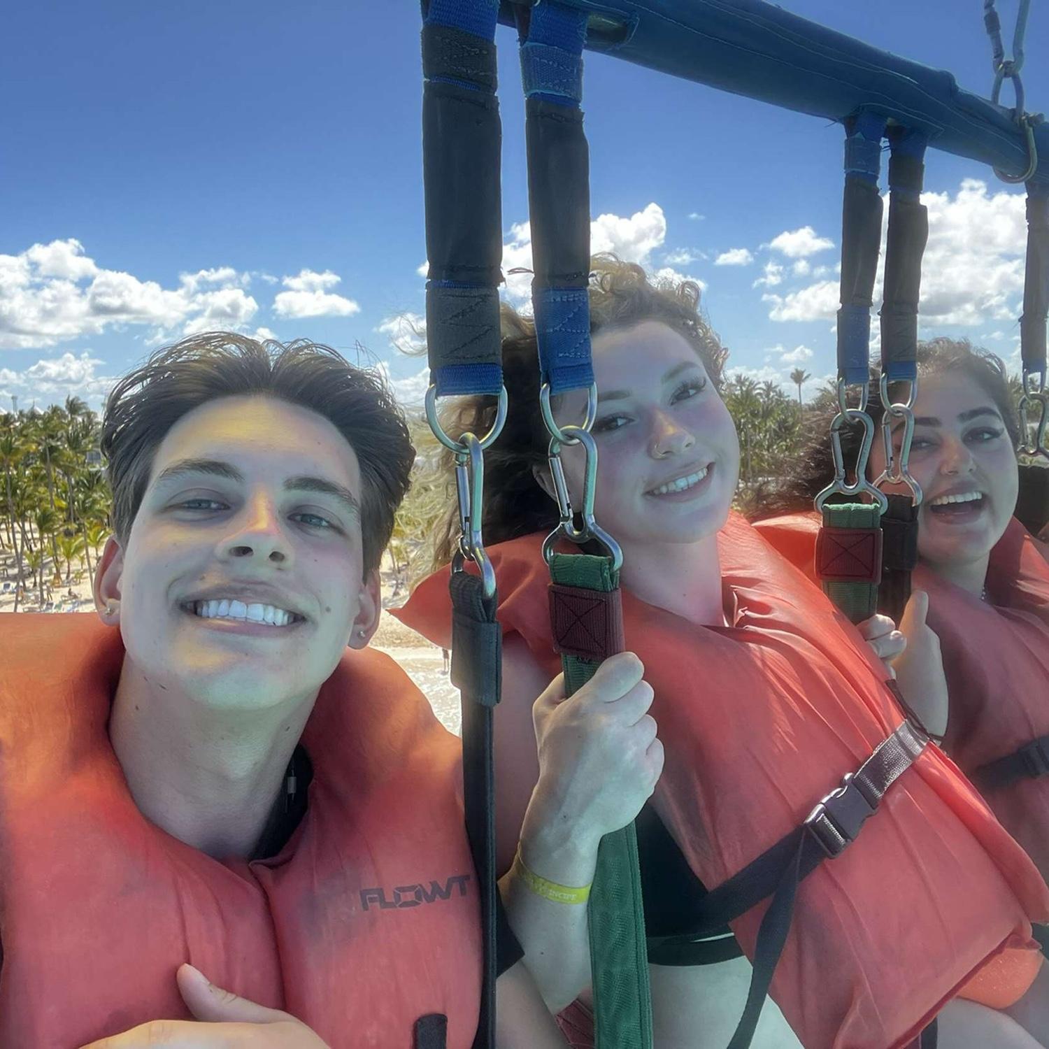 Parasailing with Kamilah when we first met in 2022