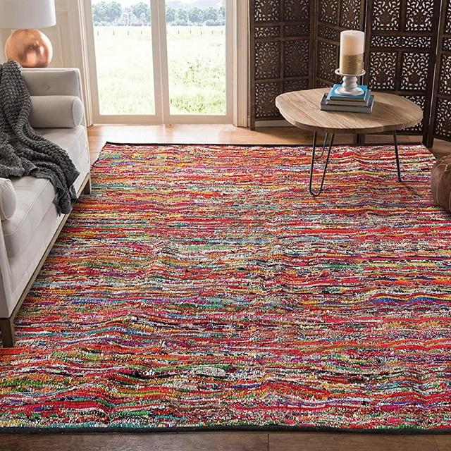 Cotton Multi Chindi Hand Woven Rugs 36X60 Inch Multi Color-Cotton Chindi Rag Rug - 3x5 Feet Rectangle Hand Braided Bohemian Colorful Area Rug - Recycled Braided Chindi Rugs- Biodegradable
