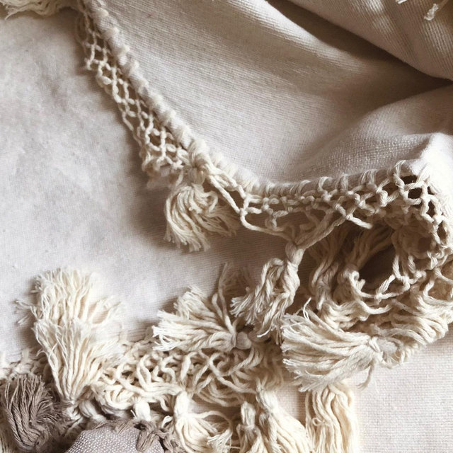 NATURAL · Beautiful blankets from Oaxaca, MX · Handwoven · Cotton, with fringes- Soft and light, ideal to use in autumn, summer and spring