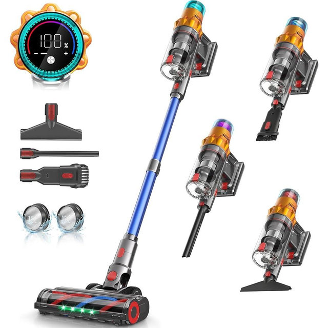 REBANIC S8 Cordless Vacuum Cleaner, 600W 48Kpa Up to 65mins Stick Vacuum Rechargeable, Wireless Lightweight Handheld Vacuum Cleaners for Home Pet Hair Carpet Hardwood Floor Car
