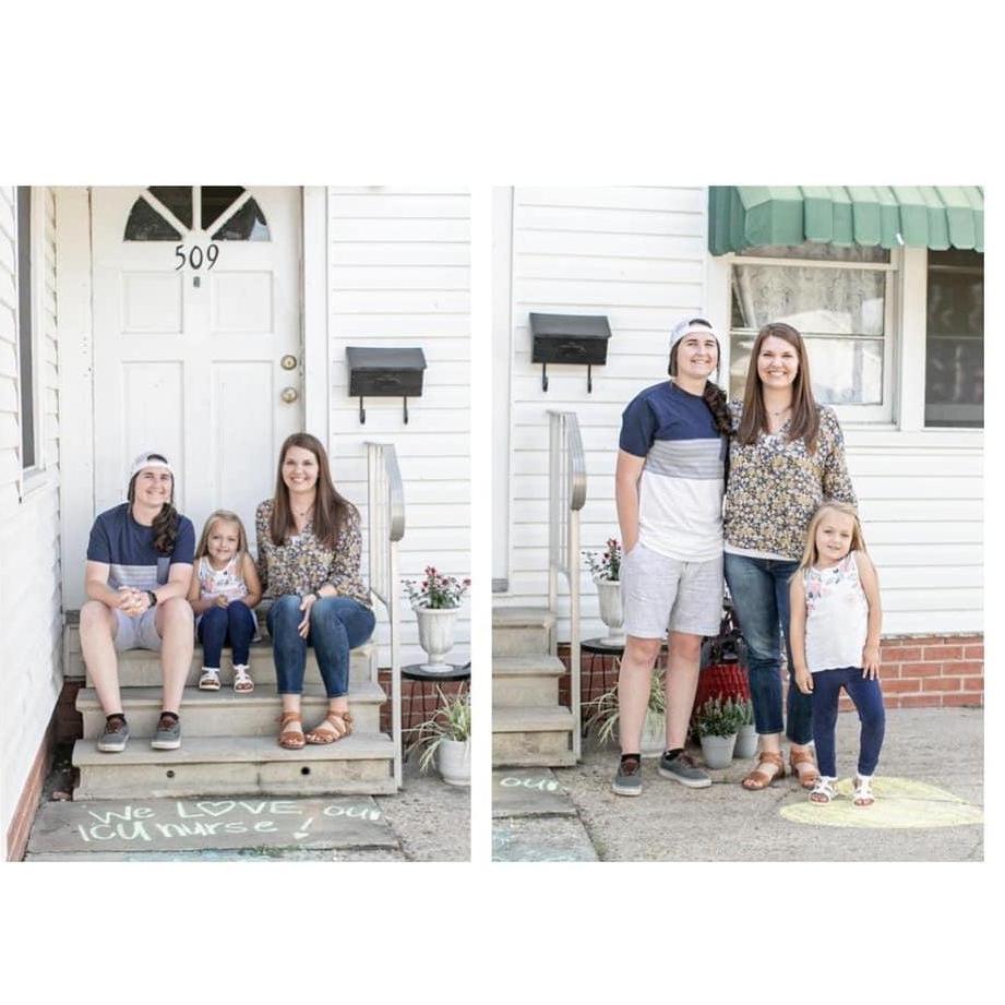 Quarantine Family Pic in front of the little home we've built together