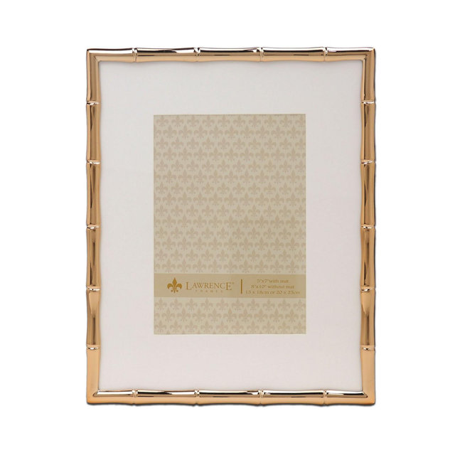 High Quality Polished Cast Metal Picture Frame - Bamboo Design with Mat for, 8" x 10"