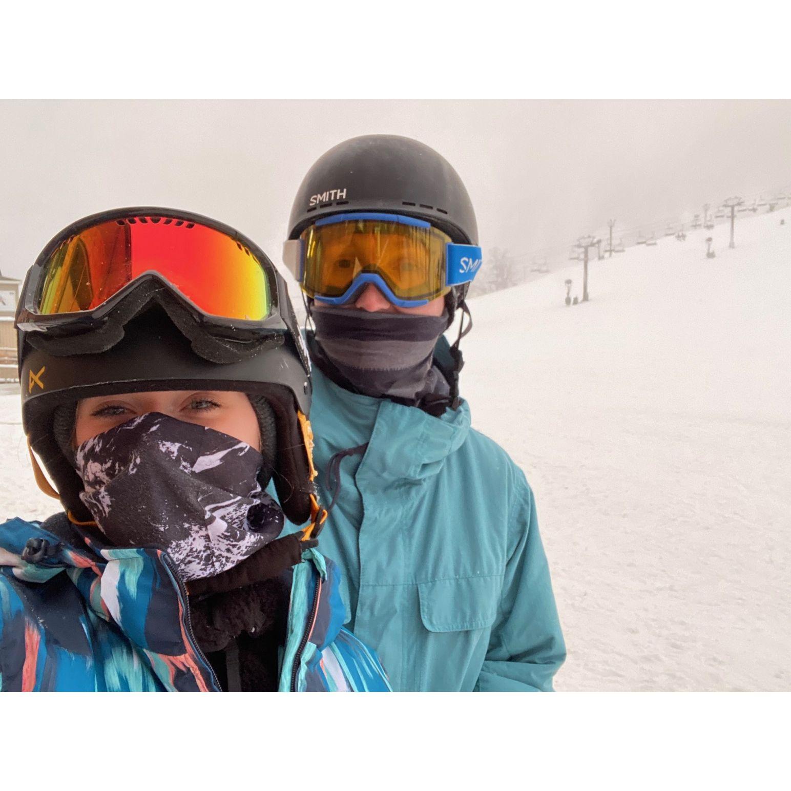 Our first time snowboarding together