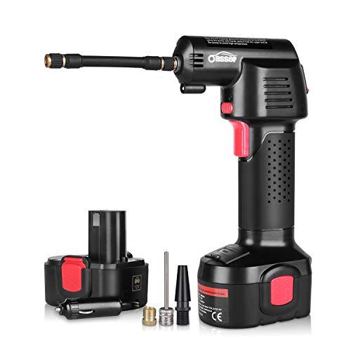 oasser Air Compressor Portable Tire Inflator Electric Hand Held Pump with Digital LCD Rechargeable Li-ion 12V 130PSI P2