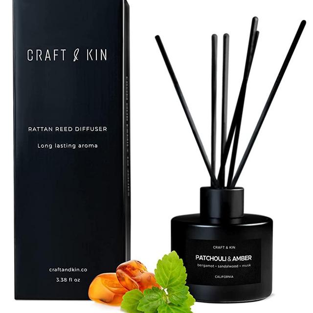 Reed Diffusers for Home Fragrance, Black Reed Diffuser Set, Fragrance Diffuser, Oil Diffuser Sticks, Patchouli Reed Diffuser, Reed Diffuser Masculine Scent, Reed Diffuser Men, Patchouli & Amber