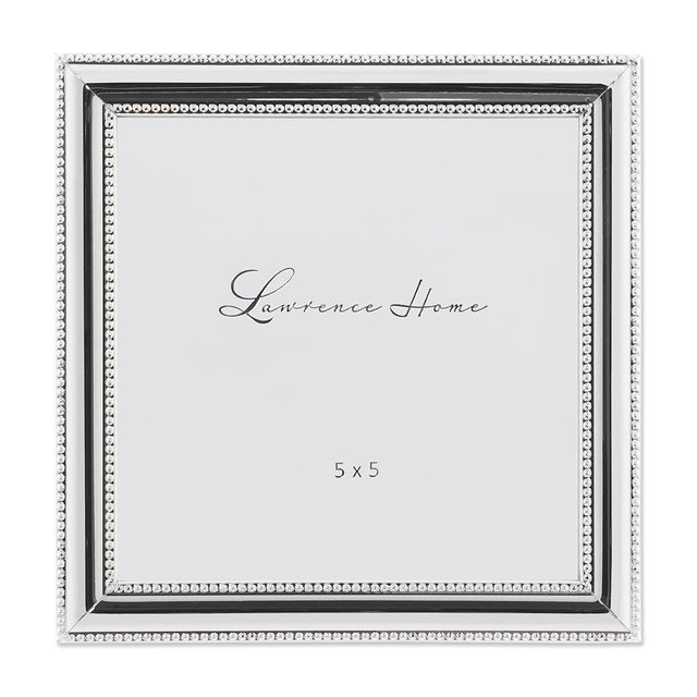 Lawrence Frames Metal Picture Frame Silver-Plate with Delicate Beading, 5 by 5-Inch