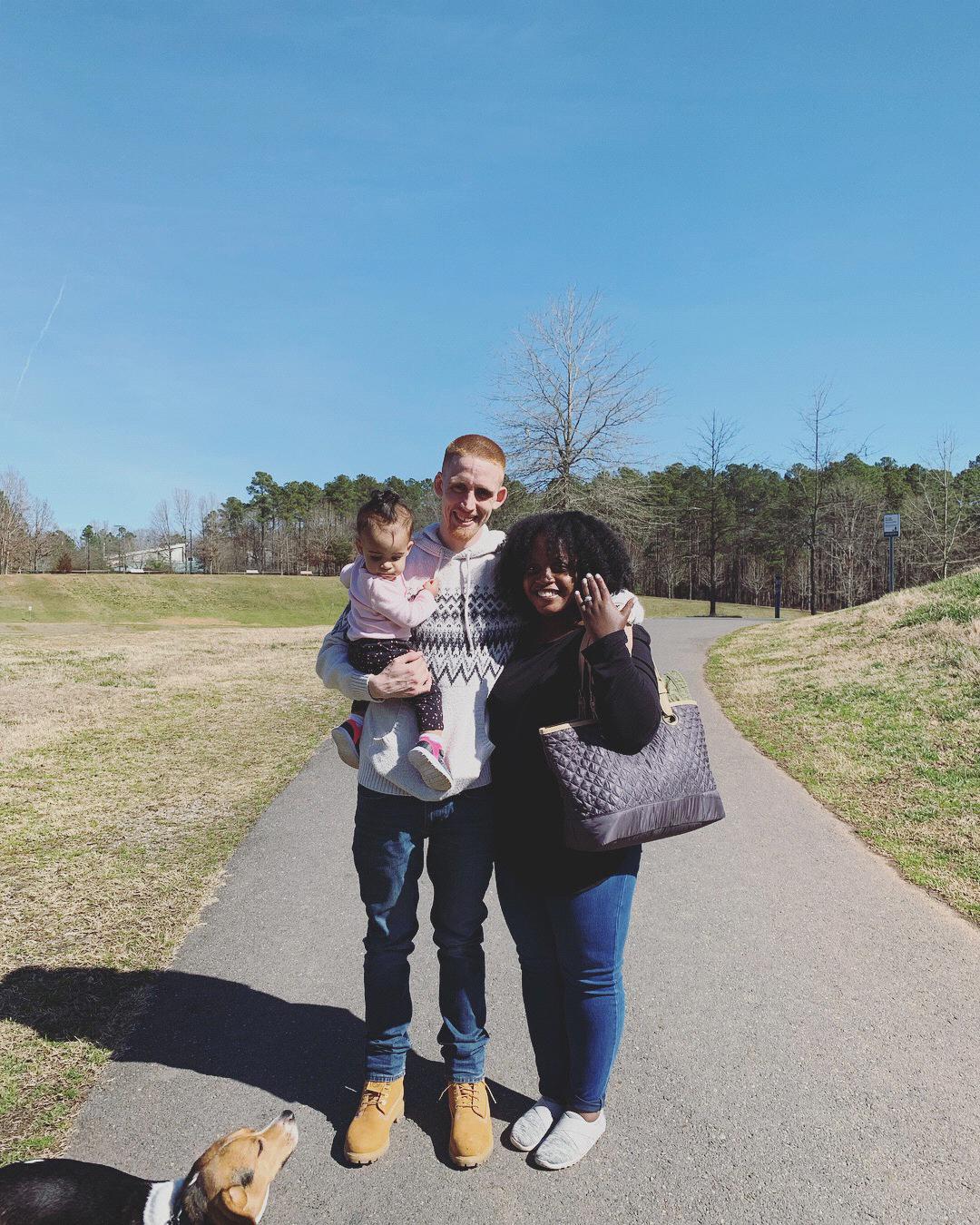 Moments after the proposal with my little family!