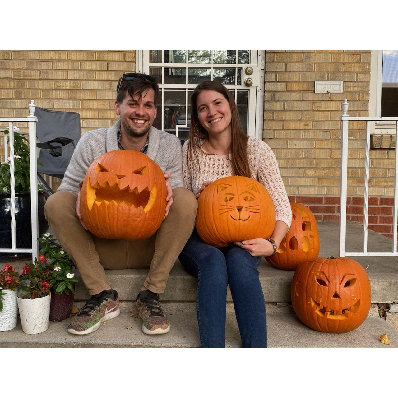 Carving pumpkins in October 2020.