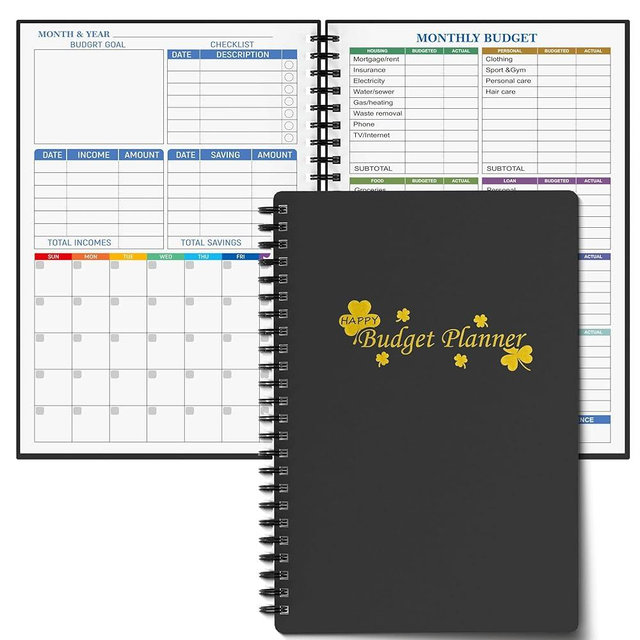 Budget Planner - Monthly Finance Organizer with Expense Tracker Notebook to Manage Your Money Effectively, Undated Finance Planner/Account Book, Start Anytime,A5(8.6x5.9 inchs),100gsm Paper (Golden)