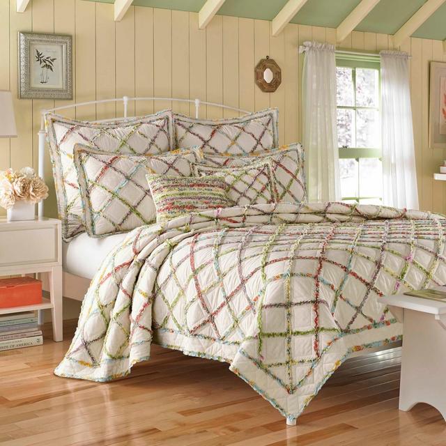 Ruffle Garden Quilt - Laura Ashley: Reversible Design, Appliqued Details, Machine Washable