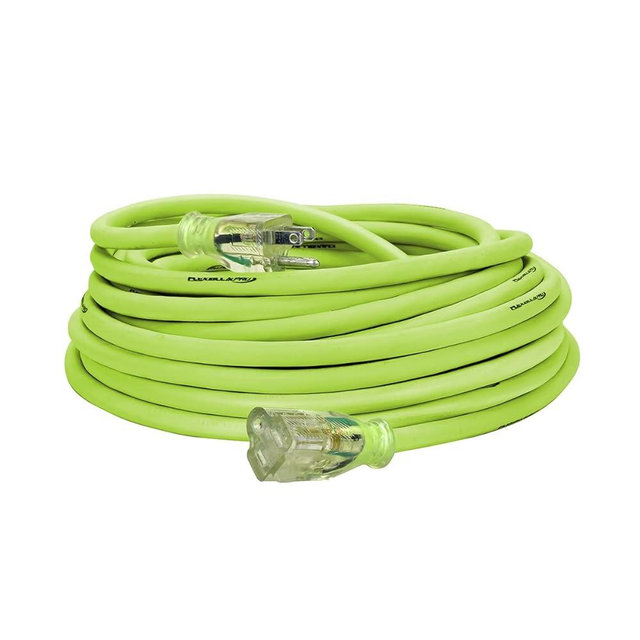 Flexzilla Pro Extension Cord, 12/3 AWG SJTW, 50 ft., Lighted Plug, Indoor/Outdoor, ZillaGreen - FZ512830