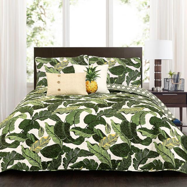 King 5pc Tropical Paradise Quilt Set Green - Lush Décor