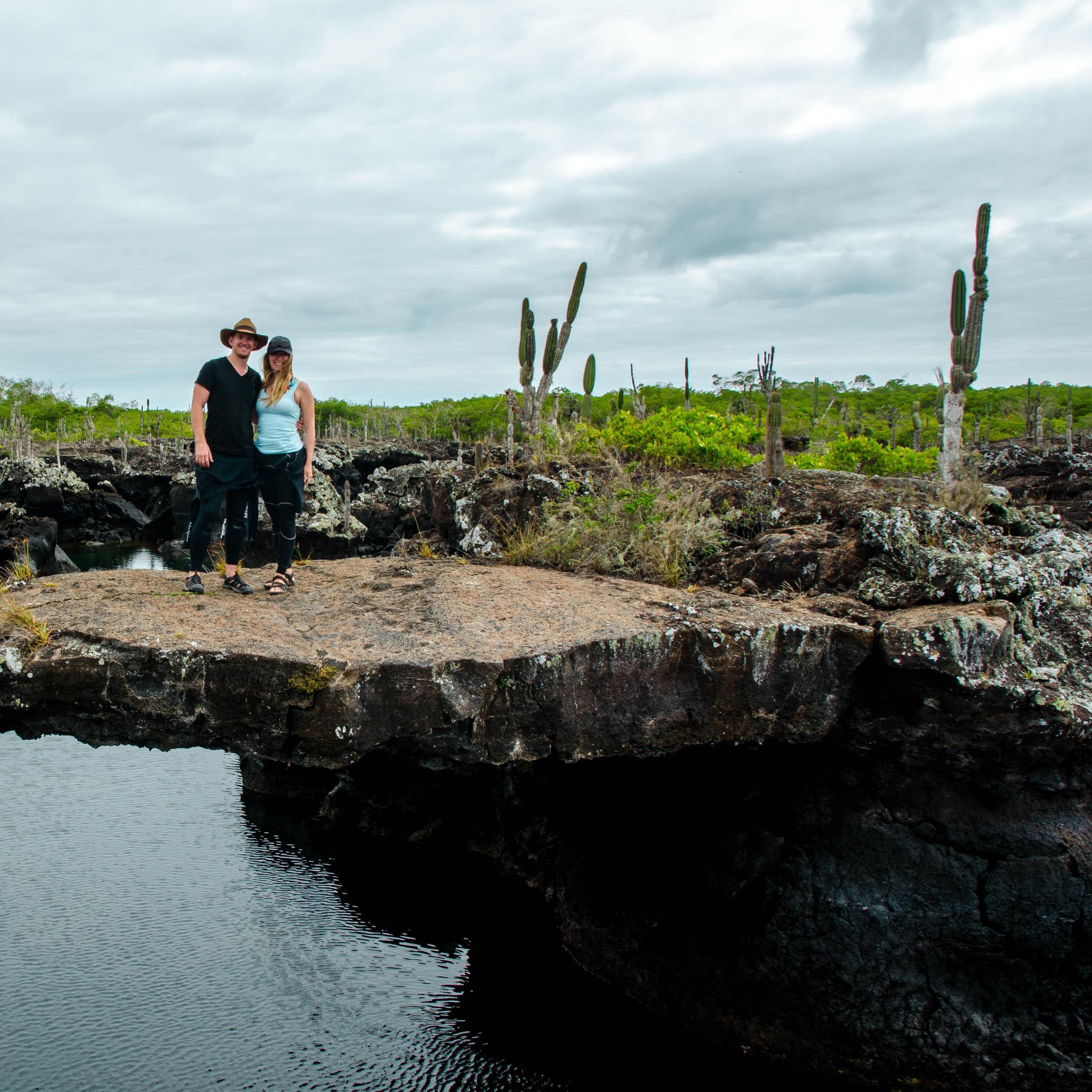 2017, Galapagos - Hanging out on a natural Rock bridge during a tour of the "tunnels" natural rock formations teaming with wildlife!