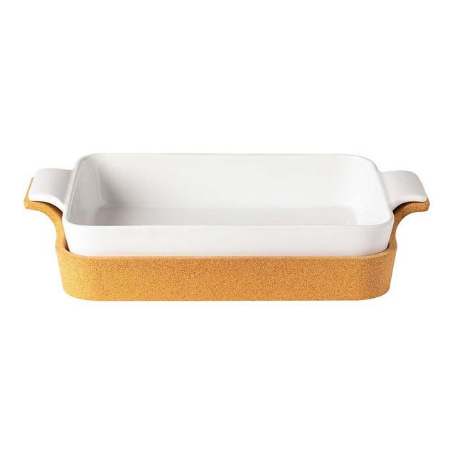Ensemble Rectangle Baker with Cork Tray, White
