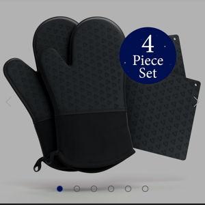 Oven Mitt & Pot Holder Set - BLACK