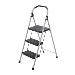 3-Step Lightweight Steel Step Stool Ladder with 225 lb. Load Capacity Type II Duty Rating