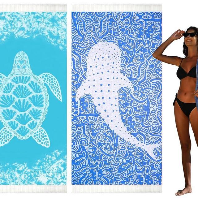 Widdonen Thin Turkish Beach Towel Quick Dry Absorbent Cotton Lightweight Bath Pool Towels Extra Large Oversized Sand Free Beach Stuff Cloud Adults Gift