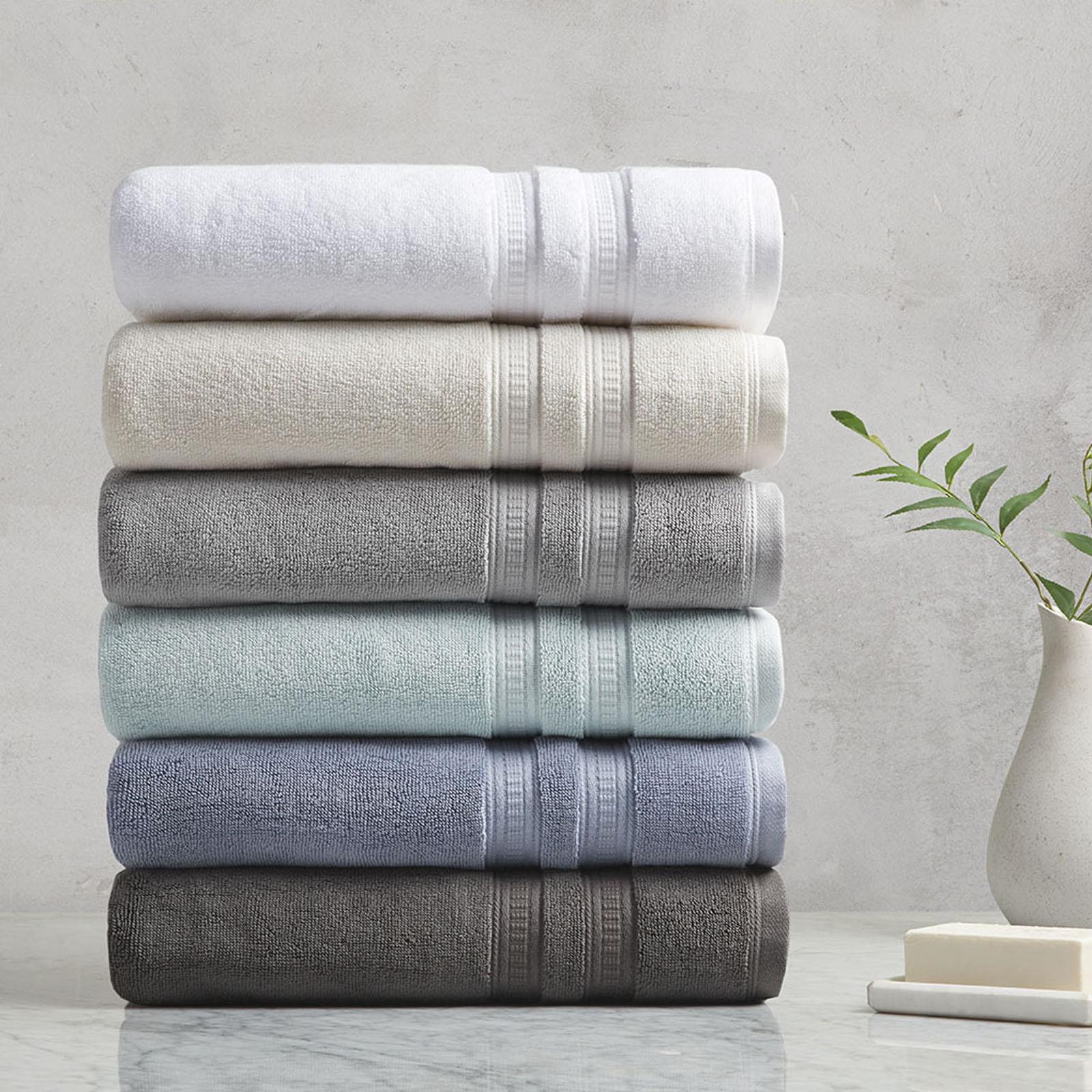 Martha Stewart 100% Cotton Bath Towels Set of 6 Piece, 2 Bath Towels, 2 Hand Towels, 2 Washcloths, Quick Dry Towels, Soft & Abso