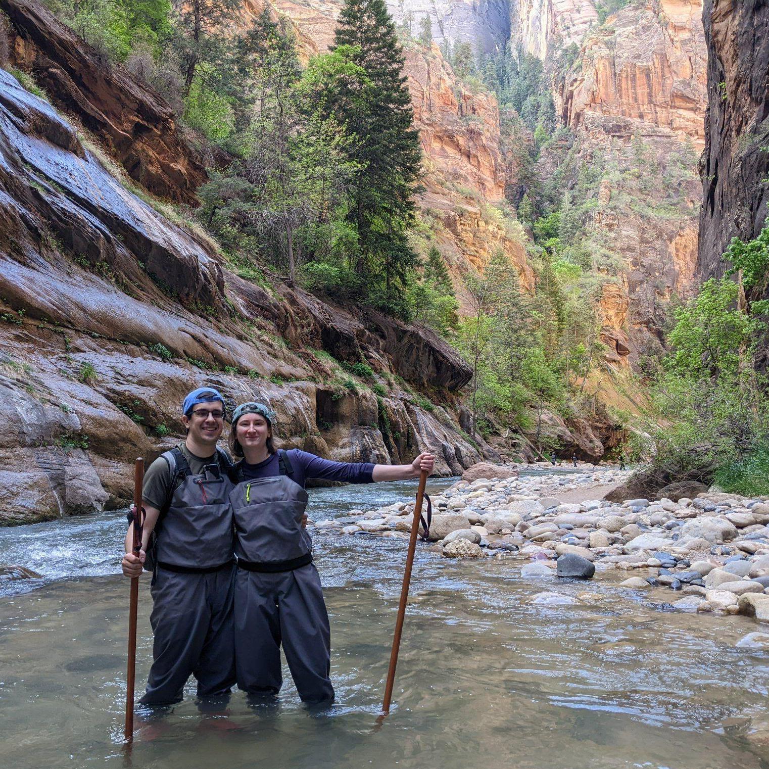 A beautiful view from our hike through the Narrows in Zion National Park. David allegedly took an accidental swim shortly after this, but there's no photo evidence.