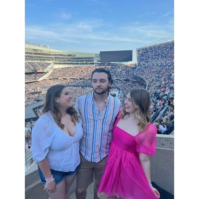 Erin, Blake, and bestie Lauren at the Taylor Swift Concert in Chicago, IL June 2023