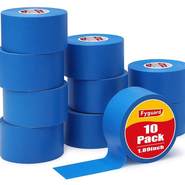 Fyguard 10 Rolls Painters Tape Blue Painters Tape 2 Inch Wide, General Purpose Masking Tape Bulk, 1.89 in x 55 Yd Blue Tape for Wall Painting Home Improvement DIY Crafts, Total 550 Yards