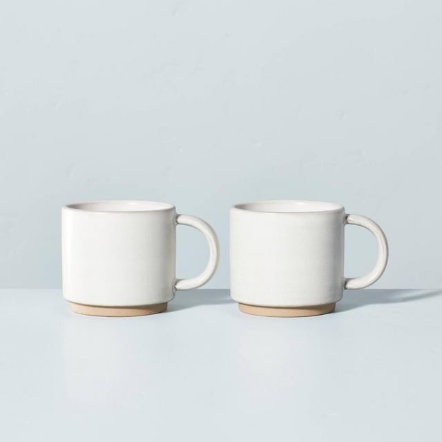 8oz Short Modern Rim Stoneware Mug Set Matte Sour Cream - Hearth & Hand™ with Magnolia