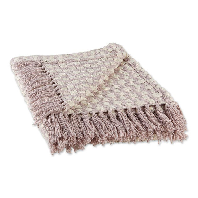 DII Urban Check Collection Cotton Throw Blanket, 50x60, Dusty Lilac