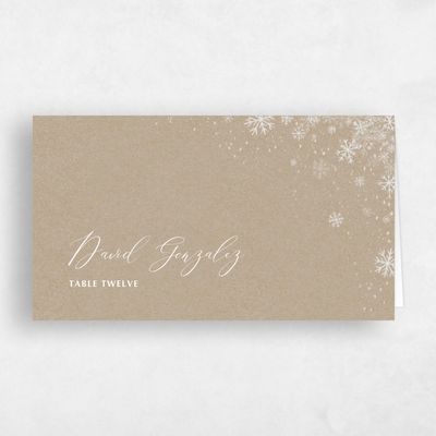 Natural, Brown Wedding Place Card - Glacier