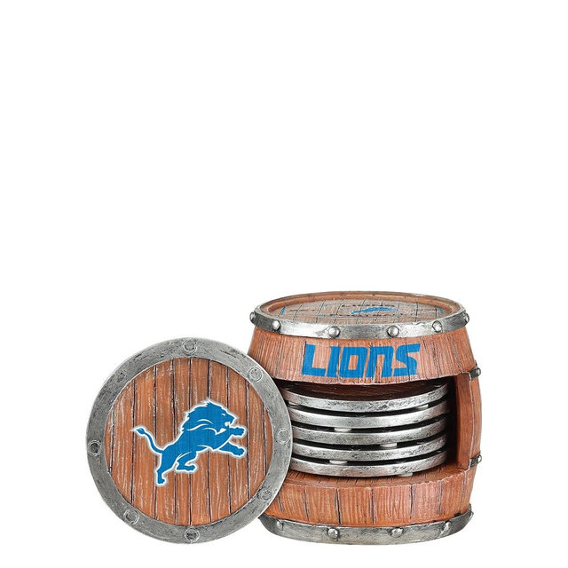FOCO NFL Team Logo 5-Pack Barrel Beverage Drink Coaster Set