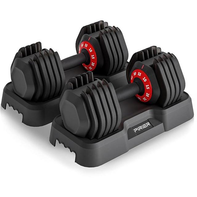 PIRIER Adjustable Dumbbells 55LB Dumbbell Weight, 10-in-1 Free Weight with Anti-Slip Metal Handle for Home Gym Exercise Equipment
