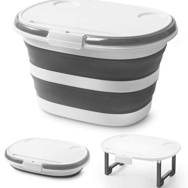 Zonopy Collapsible Bucket, Upgraded 16L (4.2 Gallon) Collapsible Mop Bucket with Multi-Functional Lid, Foldable Portable Camping Beach Sand Water Pot Pail Space Saving Square, Car Washing Bucket