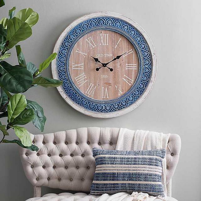 White and Indigo Ornate Wall Clock