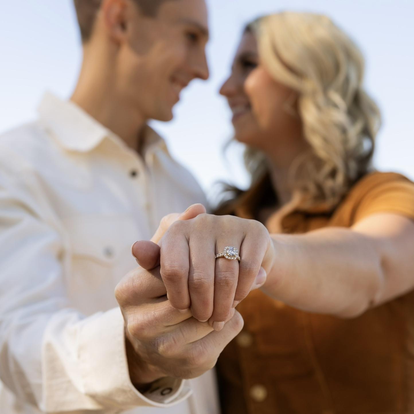 Brandon redesigned Tiff's ring using her grandmothers diamonds, which is so special to us.