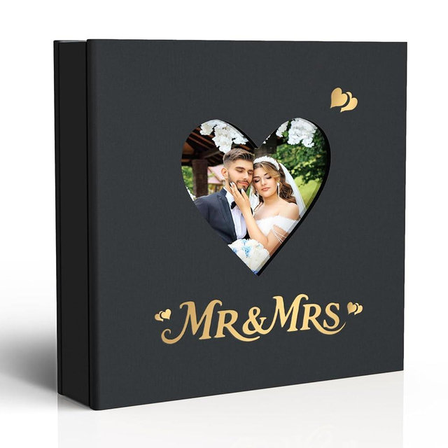 Barsone Linen Wedding Photo Album 4x6 with 400 Pockets(Large Capacity Customizable Memory Book, Custom Engraved Cover, Bridal Photo Album for Engagement, Gifts & Memory Keepsake)-White Inner Pages