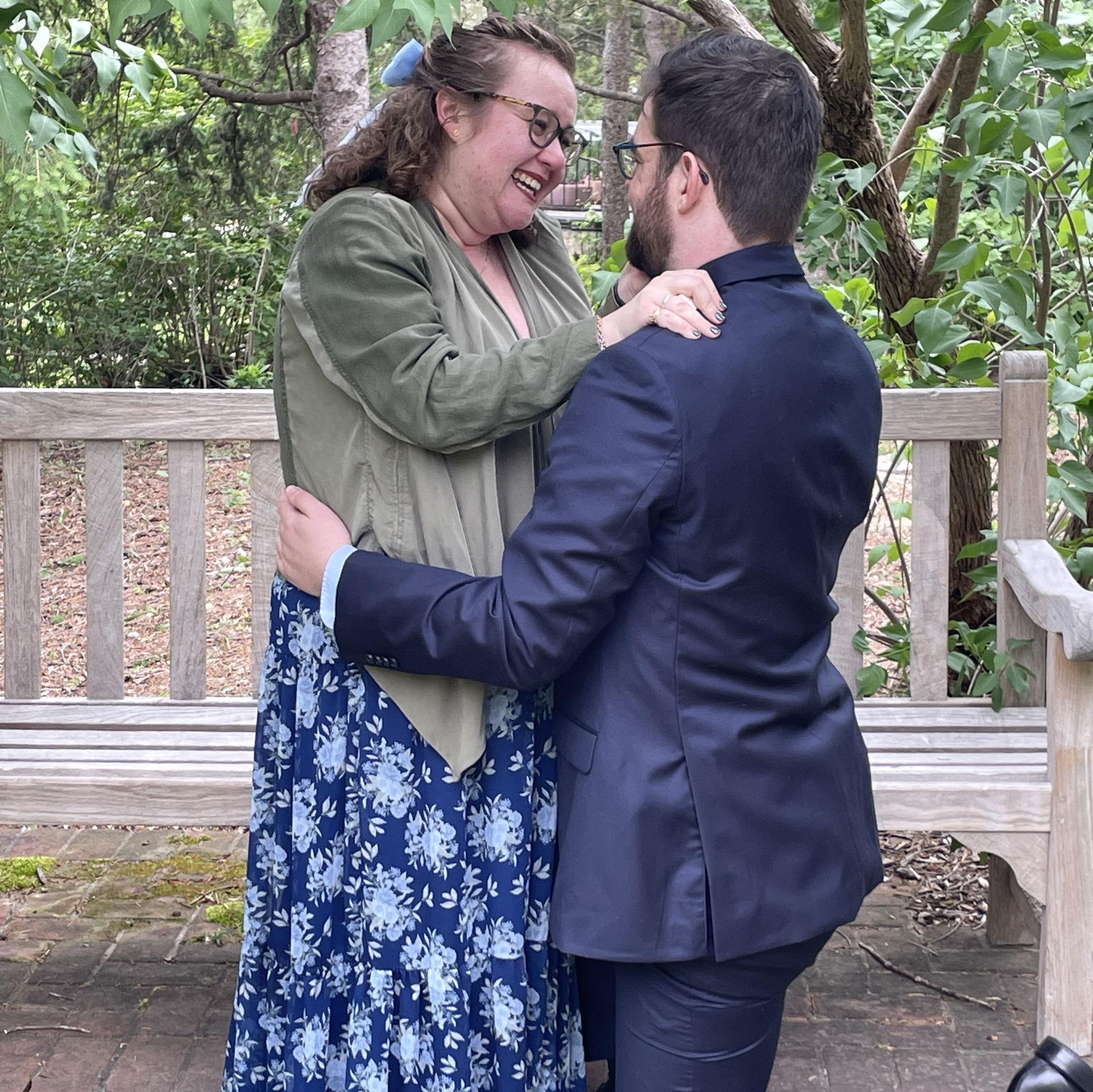 Yes, Sabrina is that short, and Jeremy is that tall.
One of Sabrina's favorite photos of us.