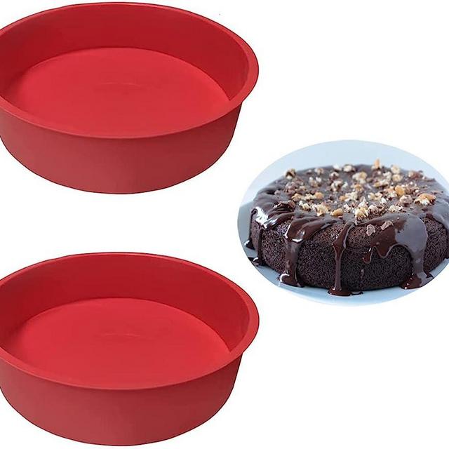 2pcs 8 Inch Silicone Cake Pan for Baking, Round Cake Molds Silicone Baking Pan Non-Stick Quick Release Suitable for Cheesecake Chocolate Cake Brownie Cake puddings