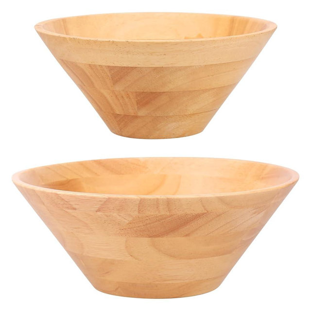 blackonvlm 2 Pcs Wooden Salad Bowl, Effortless to Clean Wood Fragrance Fruit Bowl Medium +Large Salad Bowl for Serving, Handmade, Durable and Stylish Natural Wood Dining for Fruits or Salads, Matte